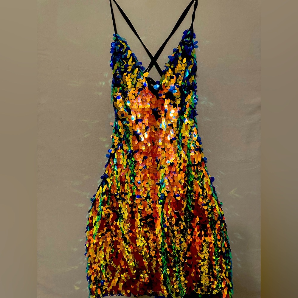 Dress by Roma size medium colors gold, teal ,and black